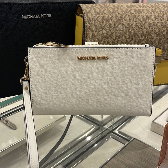 MICHAEL KORS LARGE DOUBLE ZIP WRISTLET WALLET PHONE CASE CLUTCH 
Optic White
NWT - Picture 1 of 16
